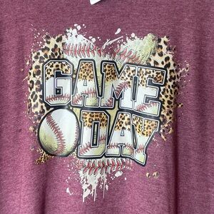 NWT Baseball Game Day graphic t shirt leopard print